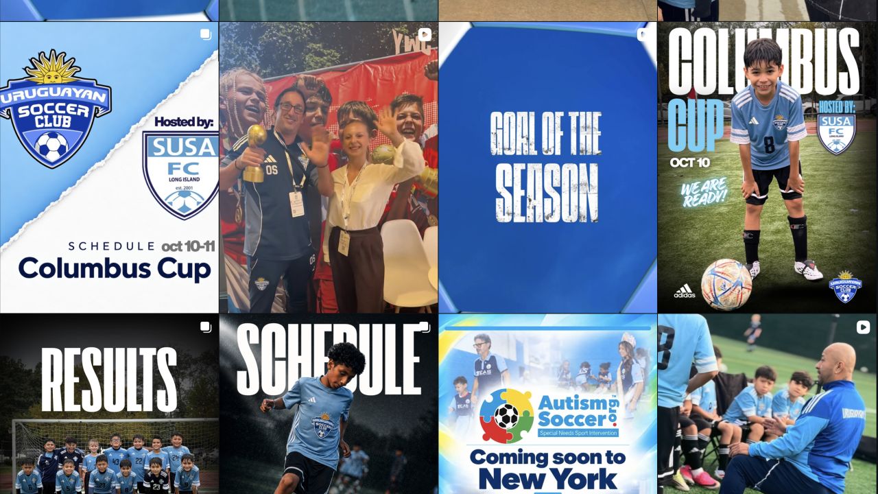 Selected Uruguayan Soccer Club Instagram posts and reel covers: match schedules, results and academy stories